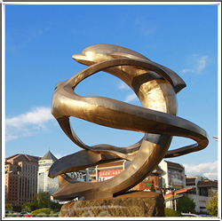 公园海豚铜雕塑