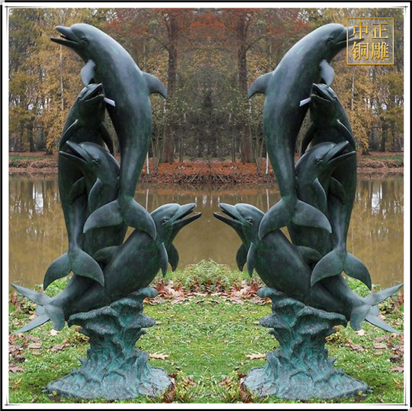 海豚铜雕塑