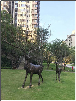 小区雕塑铜鹿