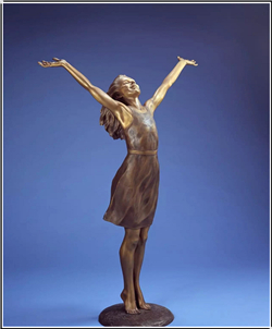 自由女孩现代人物铜雕塑厂家