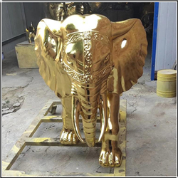 彩绘贴金铜大象