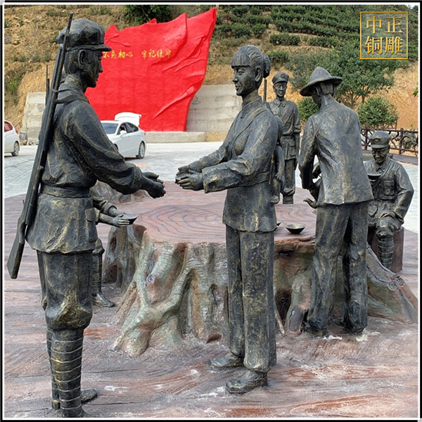 大型革命人物喝水铜雕塑