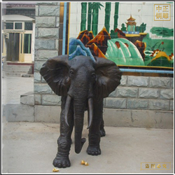 小型室外铜大象雕塑生产
