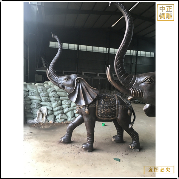 大型室外铜雕大象摆件加工