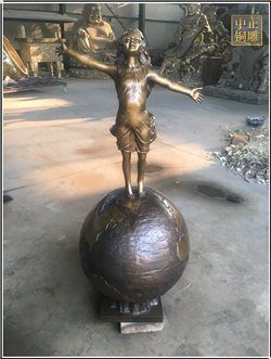 站在地球上的小女孩人物铜雕塑发货啦