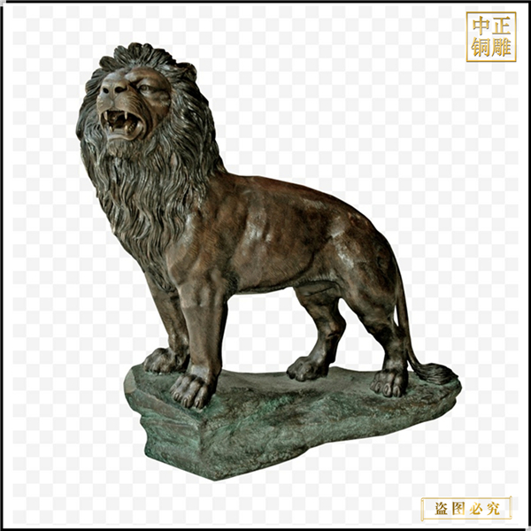 栗色铜狮子雕塑