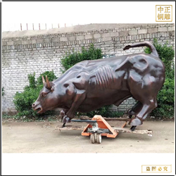 步行街华尔街大型铜牛