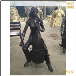 拉大提琴人物铜雕塑