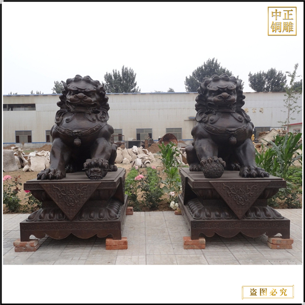 一对纯铜北京铜狮子雕塑