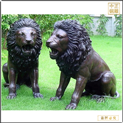 园林广场青铜看门狮子雕塑