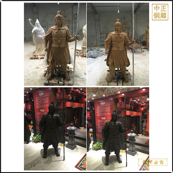 士兵拿剑枪人物铜雕塑