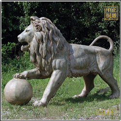 园林玩球景观铜狮子雕塑