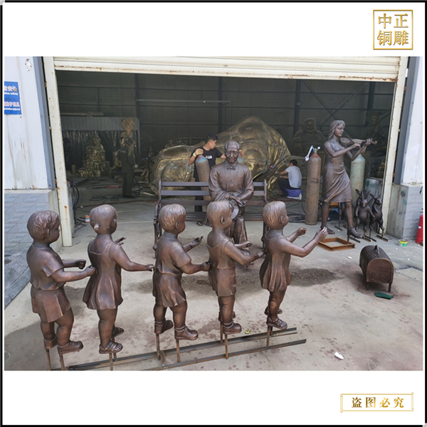 五个小孩铜雕塑铸造