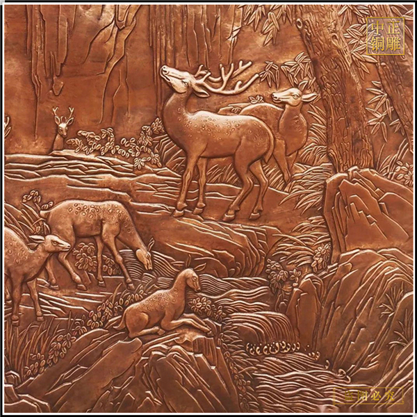 大型铜鹿浮雕壁画