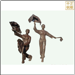 扭秧歌人物铜雕塑