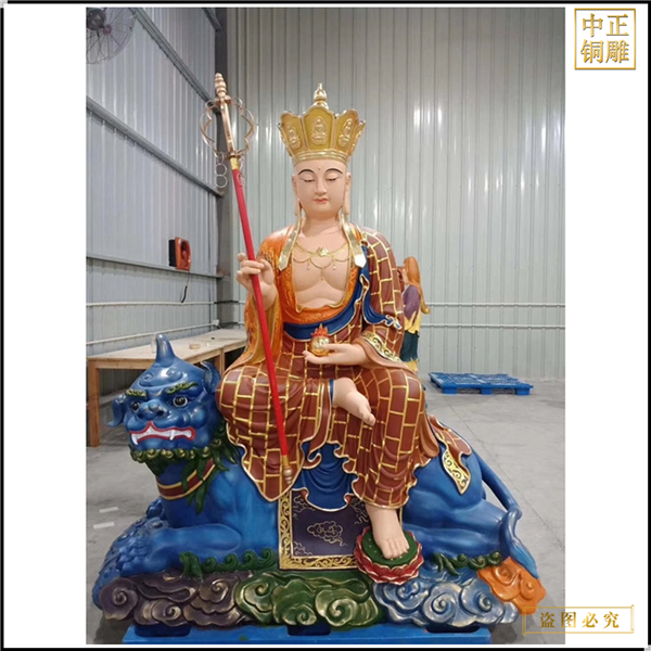 坐地藏王菩萨坐狮子雕塑铸造