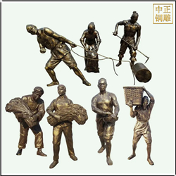 各种农耕人物铜雕塑