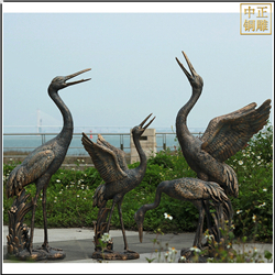大型户外园林铜仙鹤雕塑