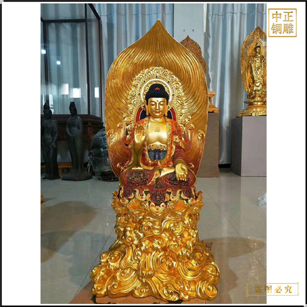 3米高鎏金释迦牟尼佛铜像