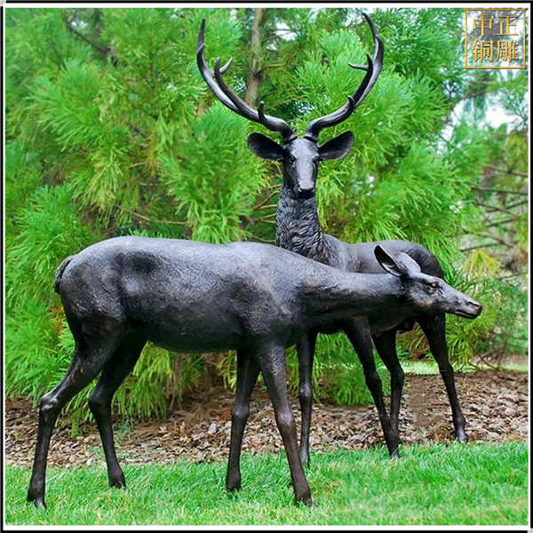 铜鹿景观铜雕塑