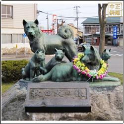 秋田狗铜雕塑