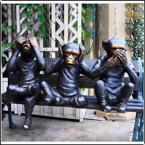三只小猴子景观雕塑