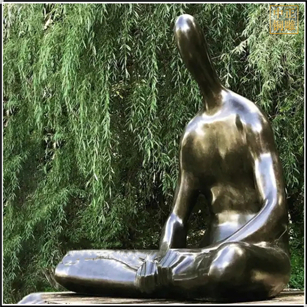 抽象练瑜伽女孩铜雕塑